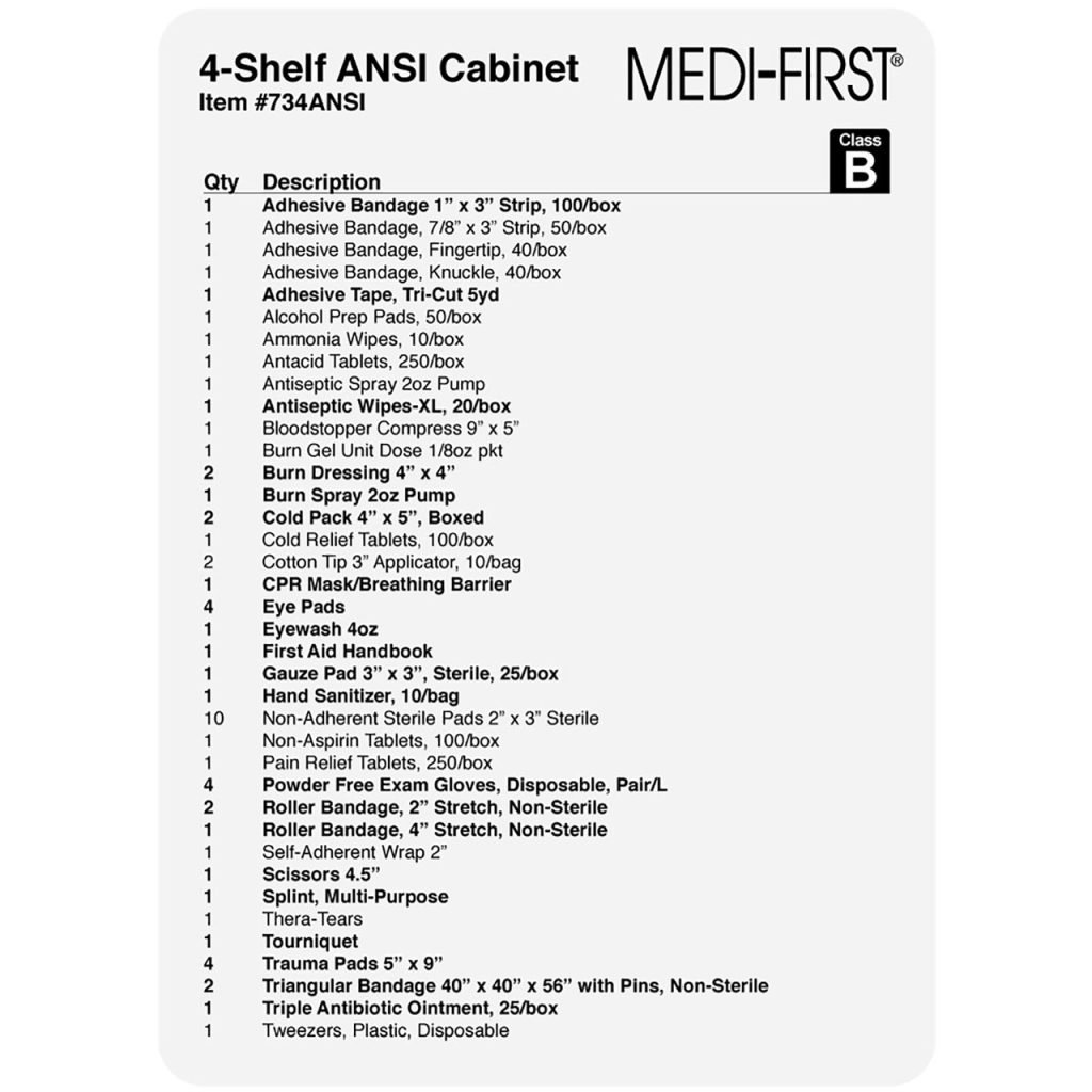 Osha Class B First Aid Kit Requirements 1024x1024