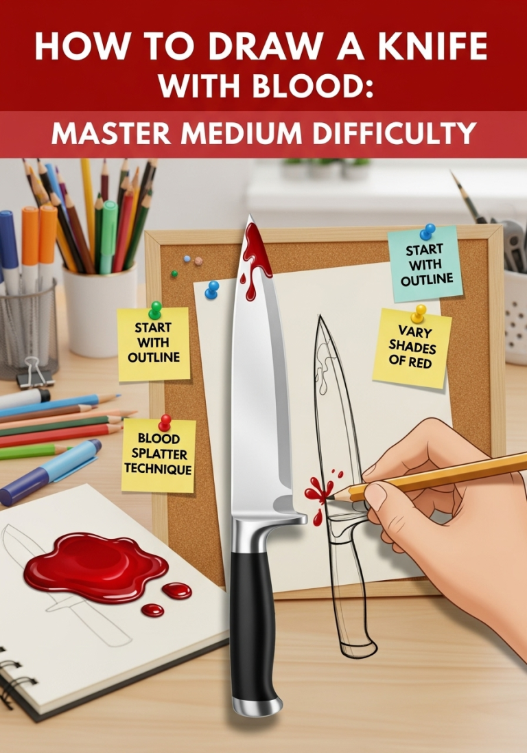 How to Draw a Knife With Blood Master Medium Difficulty