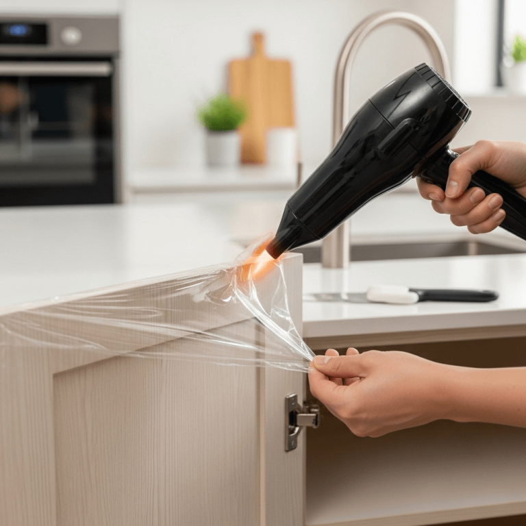 How to Remove Plastic Wrap from Kitchen Cabinets