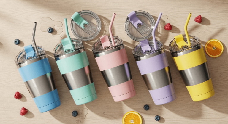 Kid Cups With Lids And Straws Stainless Steel