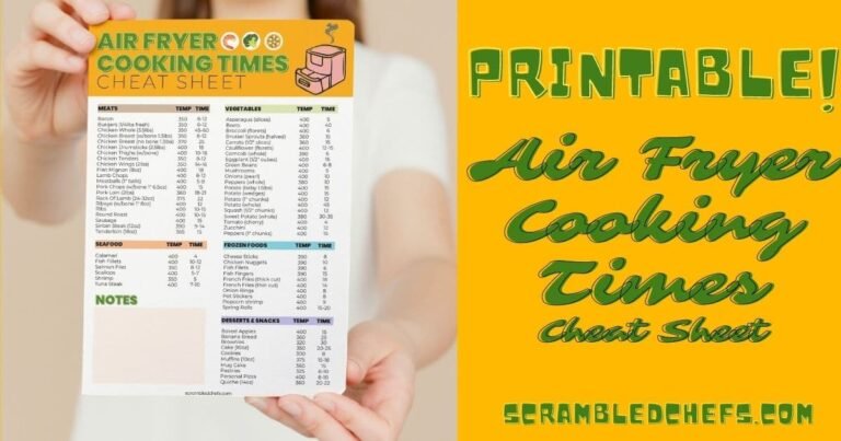 Air Fryer Cooking Times Cheat Sheet — Free Printable